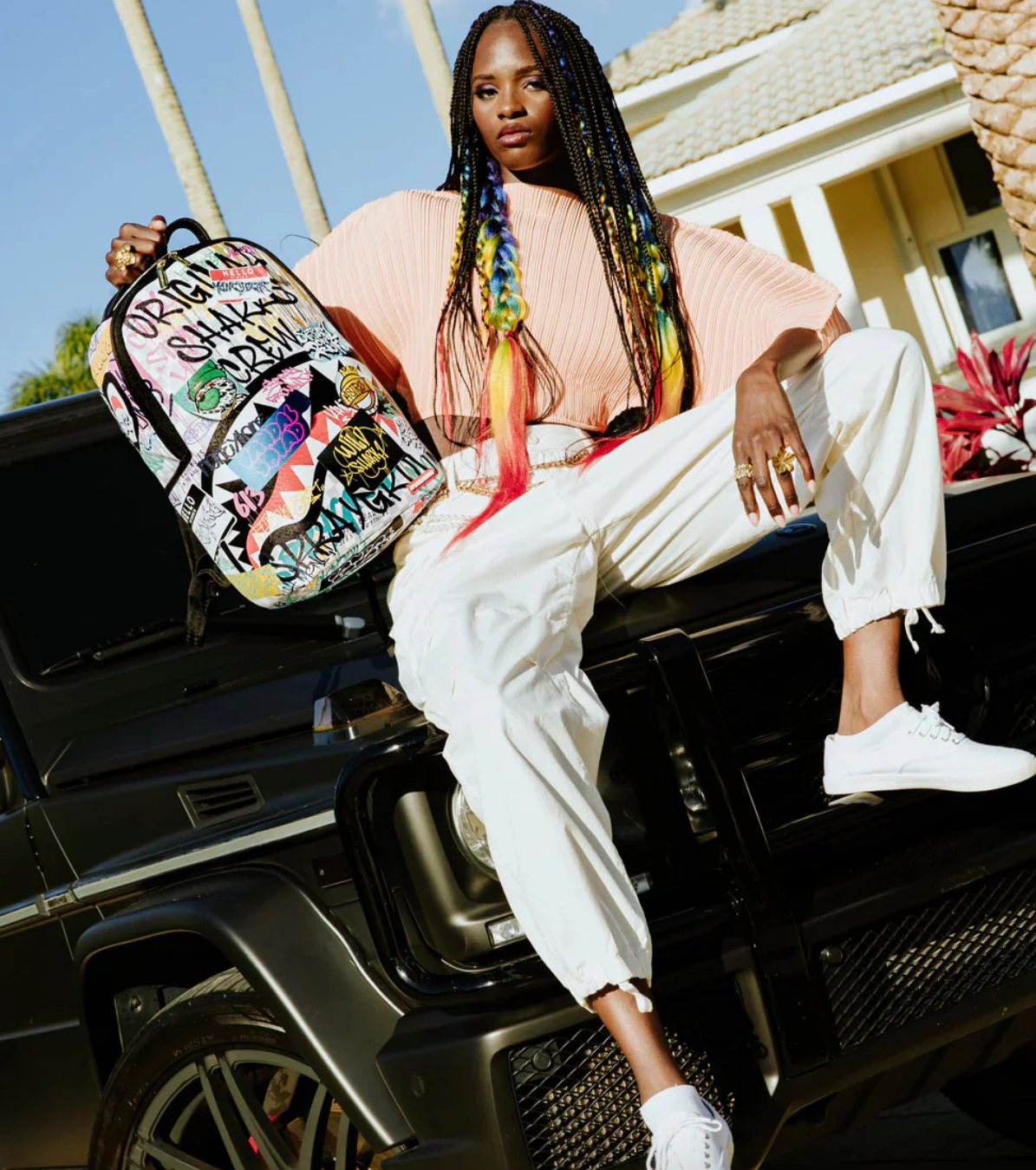 ZAINO SPRAYGROUND SHARKS IN PARIS THE RIZZ CREAM Bianco