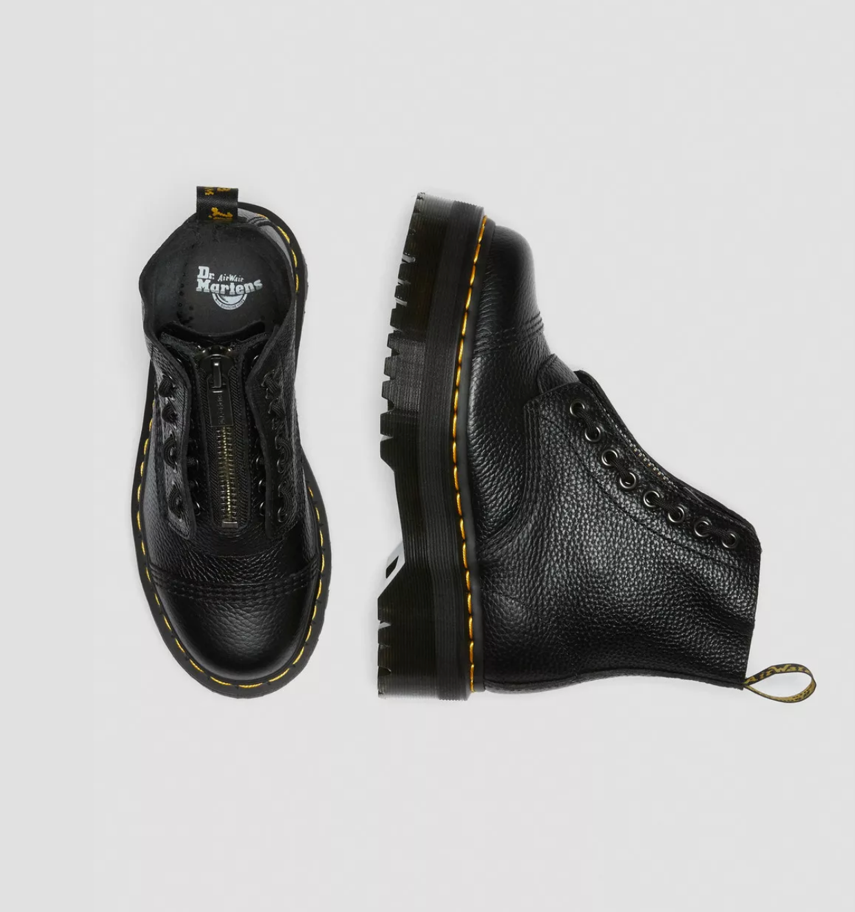 Dr.MARTENS Stivali platform in nappa lavorata Sinclair