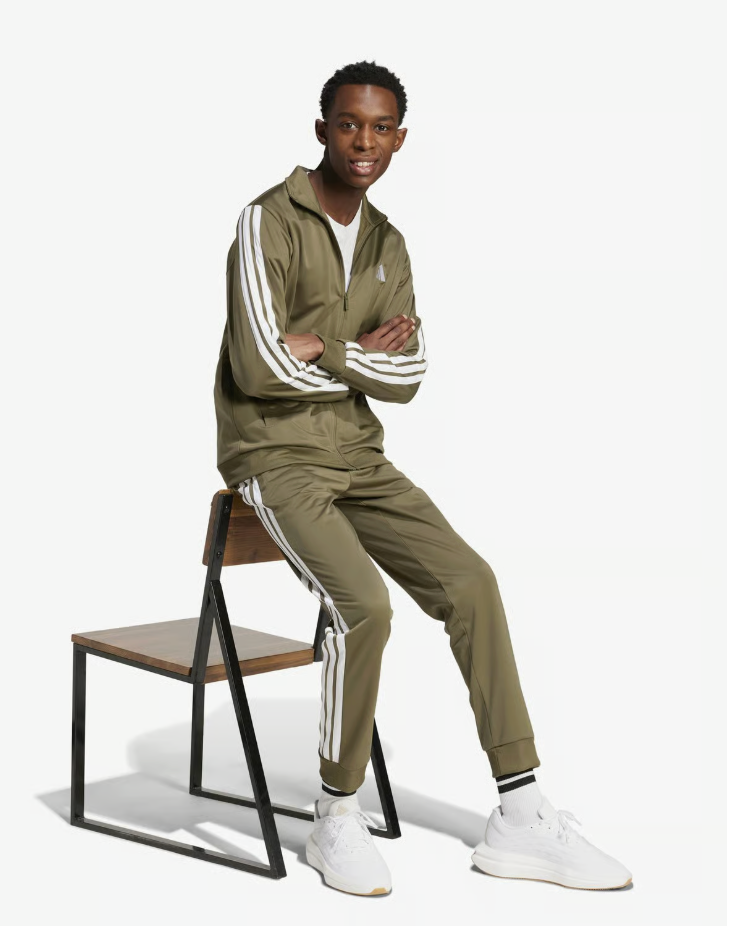 TUTA ADIDAS Sportswear Basic 3-Stripes Tricot verde bianco