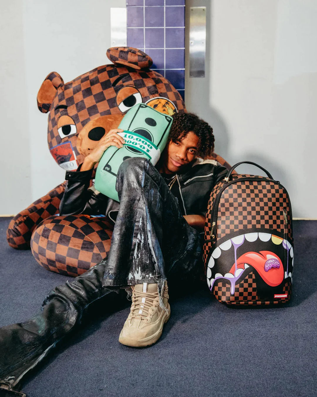 ZAINO SPRAYGROUND DBD WAS HERE WEIRD SHARK BP BACKPACK MARRONE