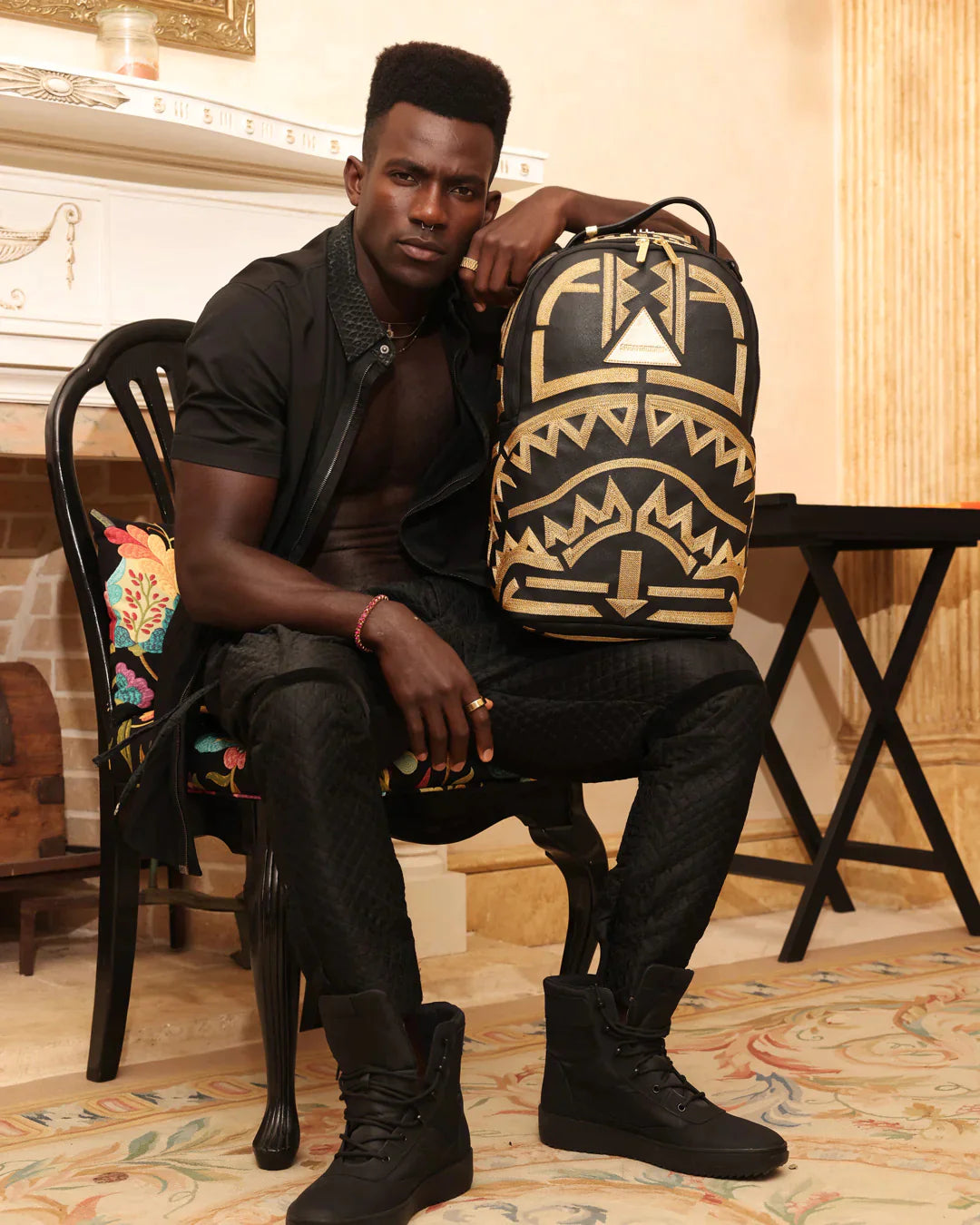 ZAINO SPRAYGROUND AI TRIBAL GOLD STARS DLXSV BACKPACK NERO