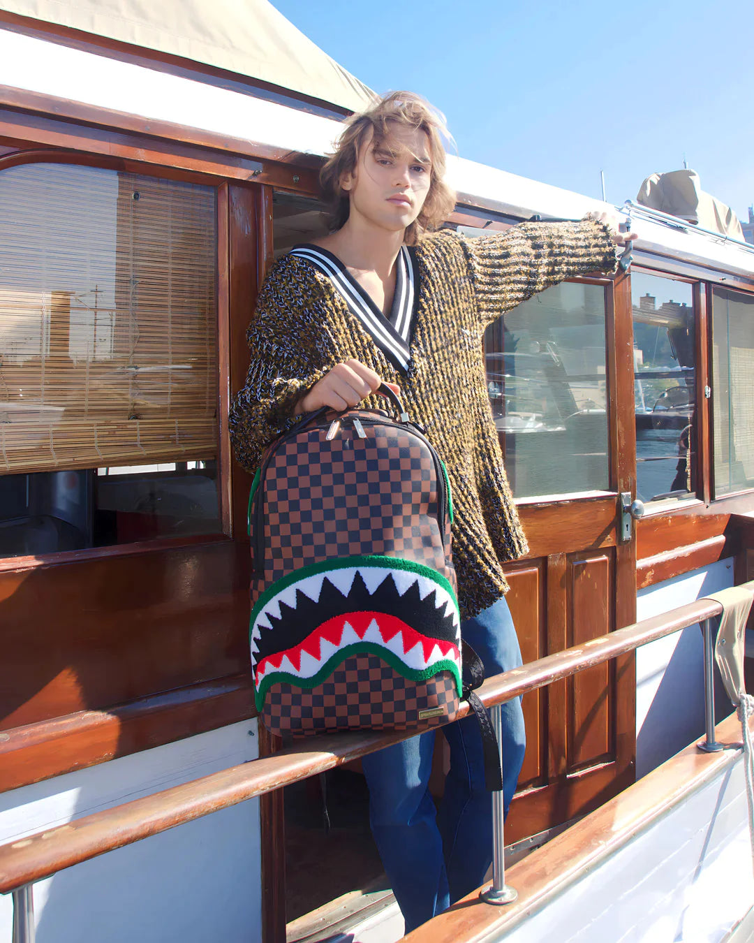 ZAINO SPRAYGROUND CHENILLE SIP BACKPACK MARRONE