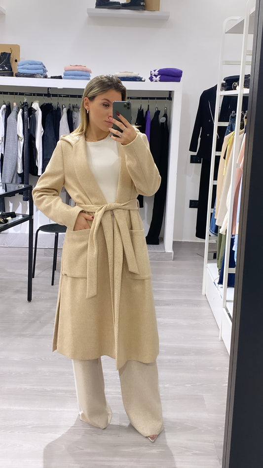 FRACOMINA CAPPOTTO IN PANNO CON CAPPUCCIO