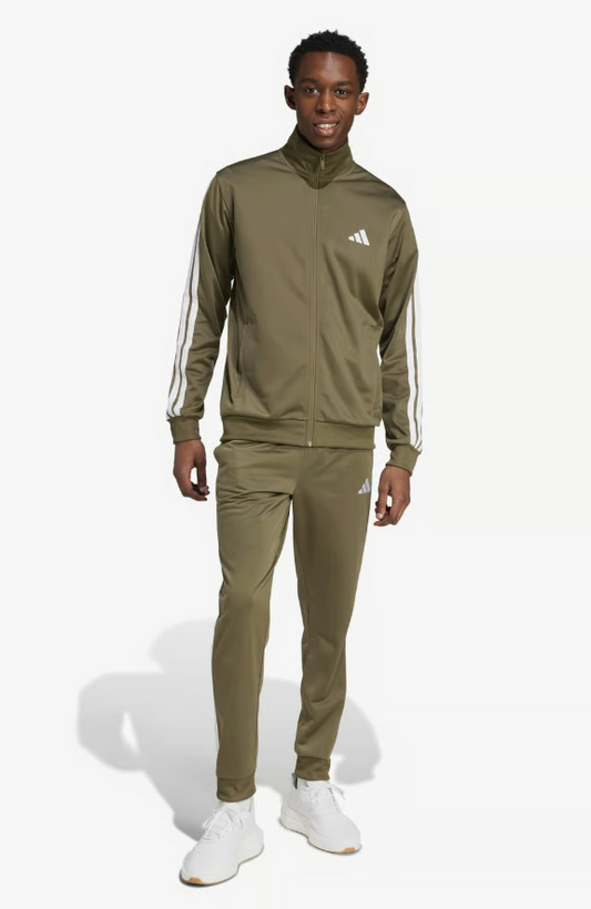 TUTA ADIDAS Sportswear Basic 3-Stripes Tricot verde bianco