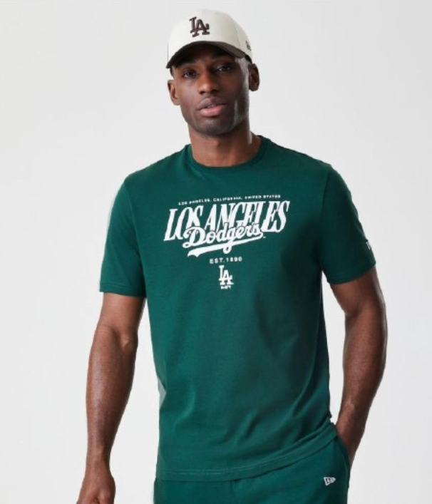 T-SHIRT NEW ERA  LA Dodgers MLB Script Graphic Verde Scura