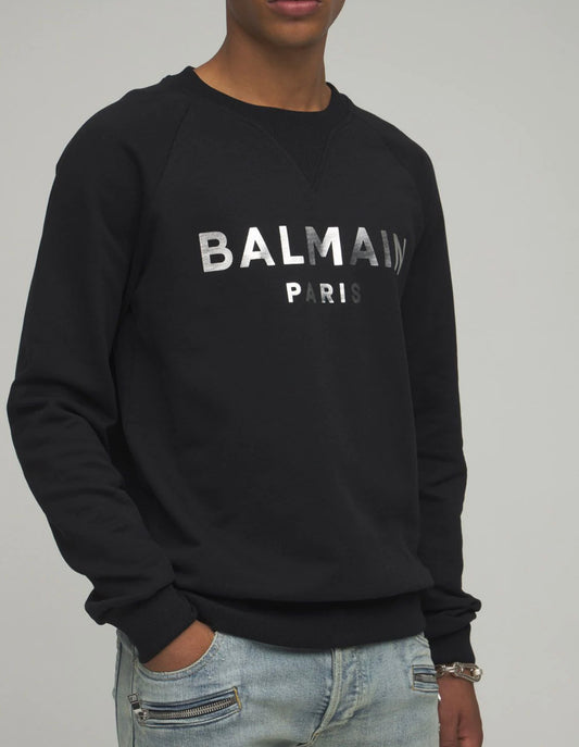 FELPA BALMAIN LOGO ARGENTO